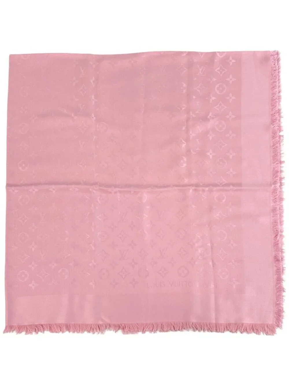 Louis Vuitton Scarf Shawl Monogram Silk Wool Rose Poudre - Picture 2 of 5
